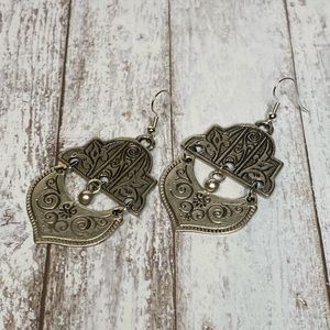 Antiqued silver plated brass earrings